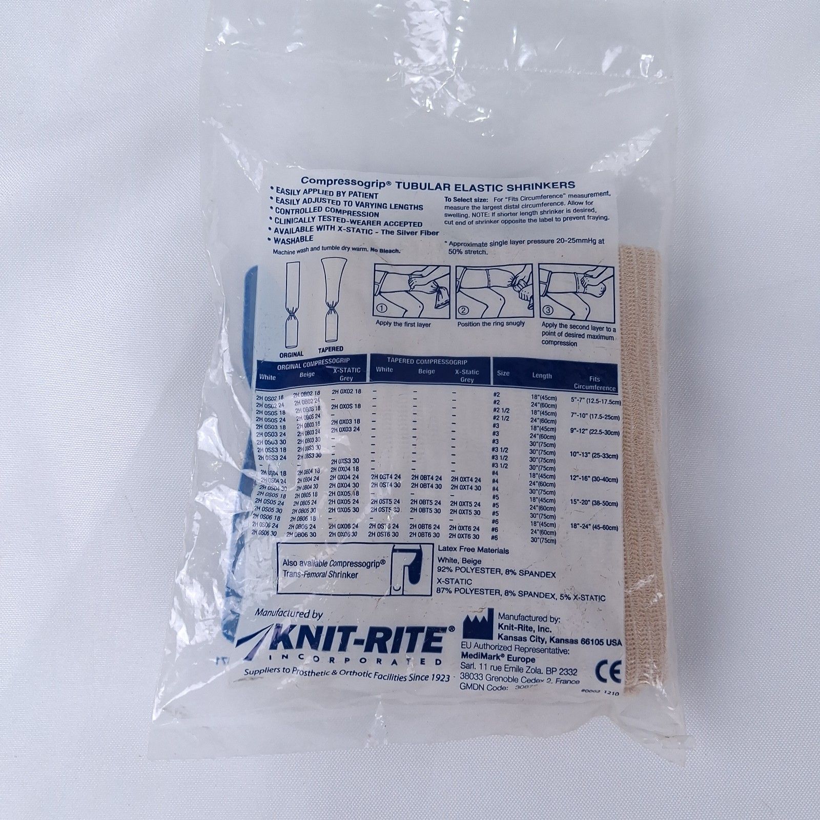 Knit-Rite Compressogrip Prosthetic Shrinker 2H0B0530 Beige 5×30 NEW