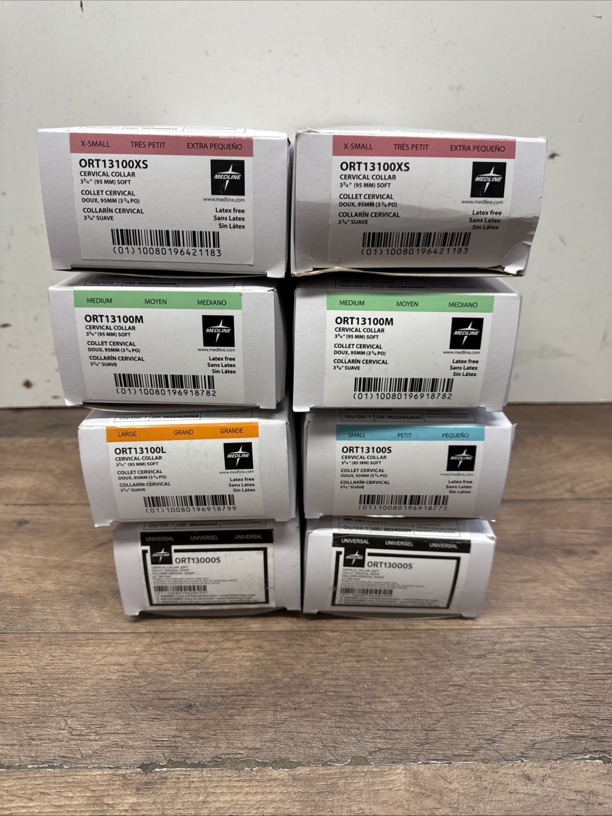 Lot Of 8 Medline Cervical Collars X-Small, Small, Med, Large, Universal