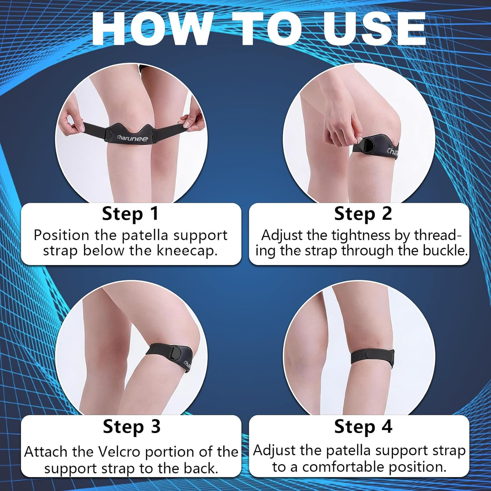 Knee Brace Support Strap Silicone Patella Band for Running Hiking Basketball