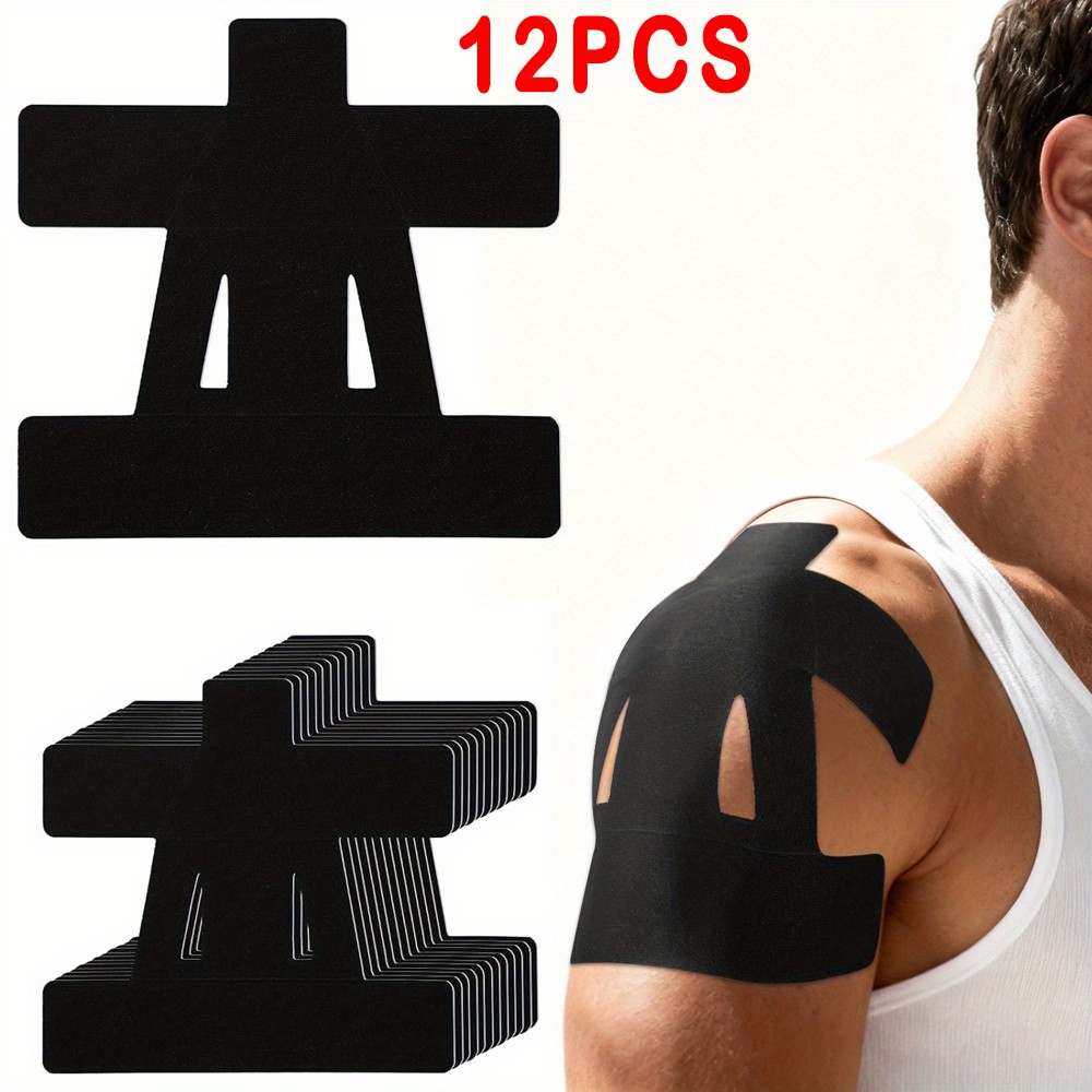 12 Pack Shoulder Kinesiology Tape Precut Athletic Support for Muscle Pain Relief