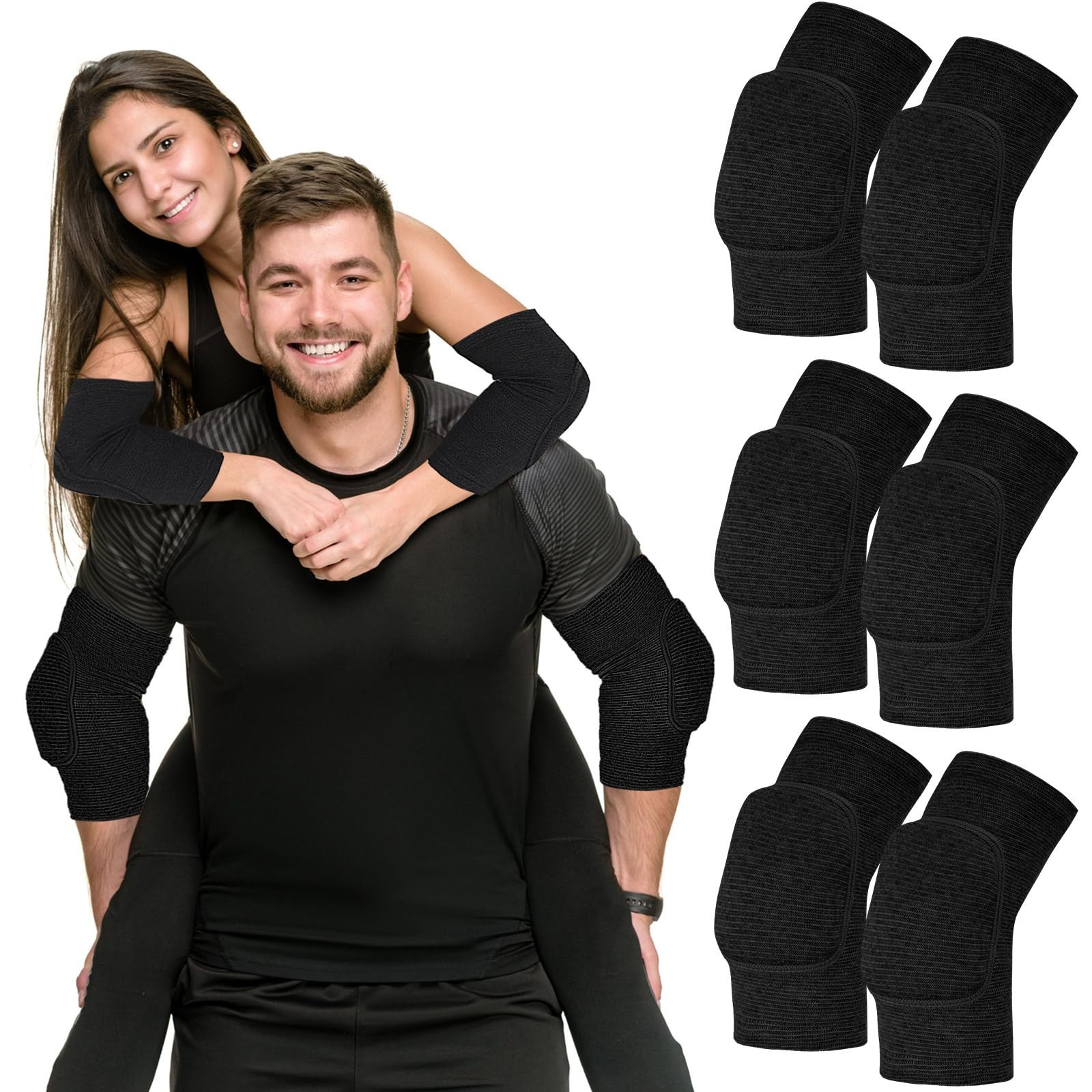 3 Pairs Elbow Pads Elbow Protector Volleyball Sponge Support Breathable Compr…