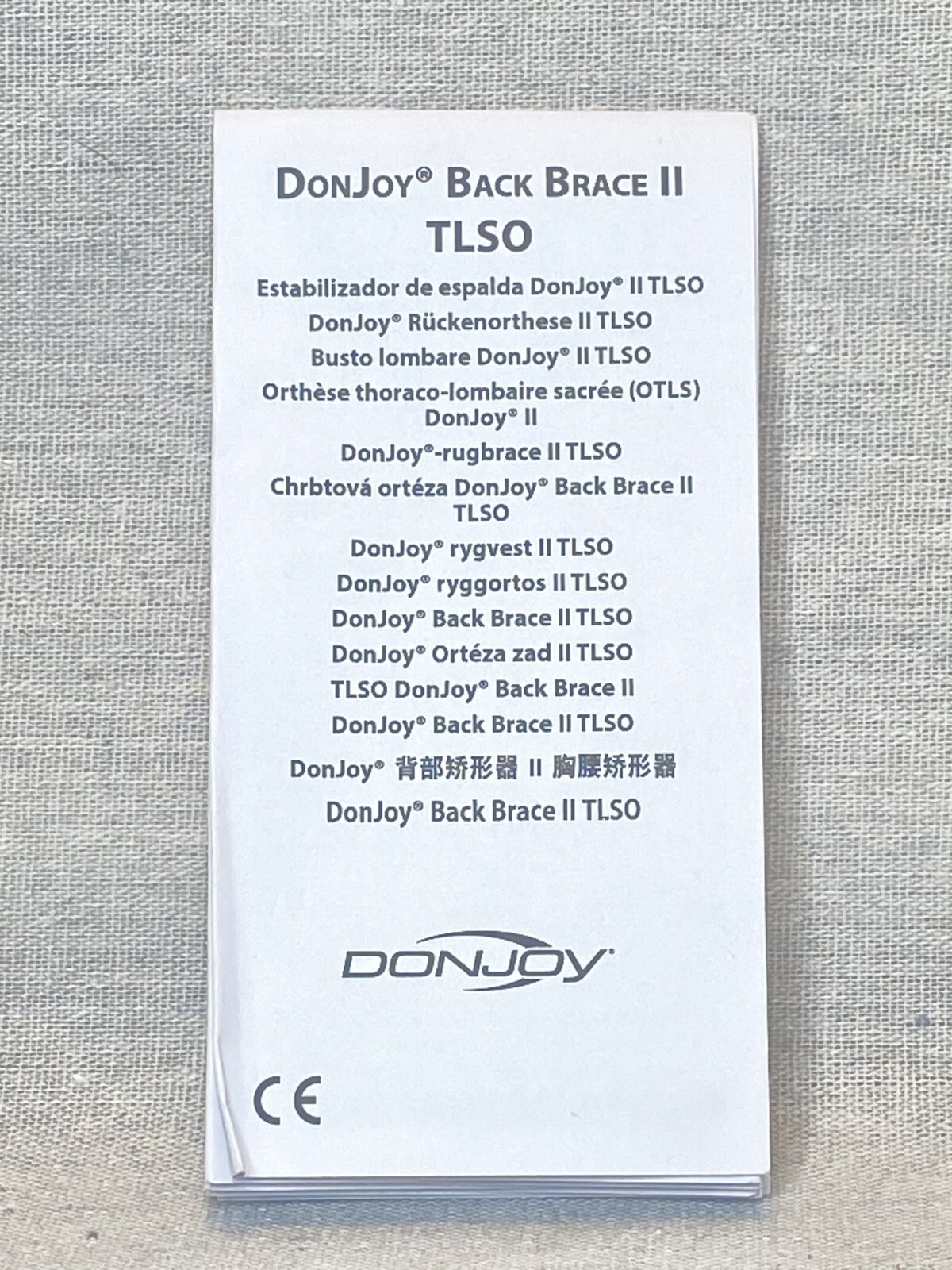 DonJoy Back Brace II TLSO XL 11-1585-5 50–55 Inch Thoracic Spine Rehab Support