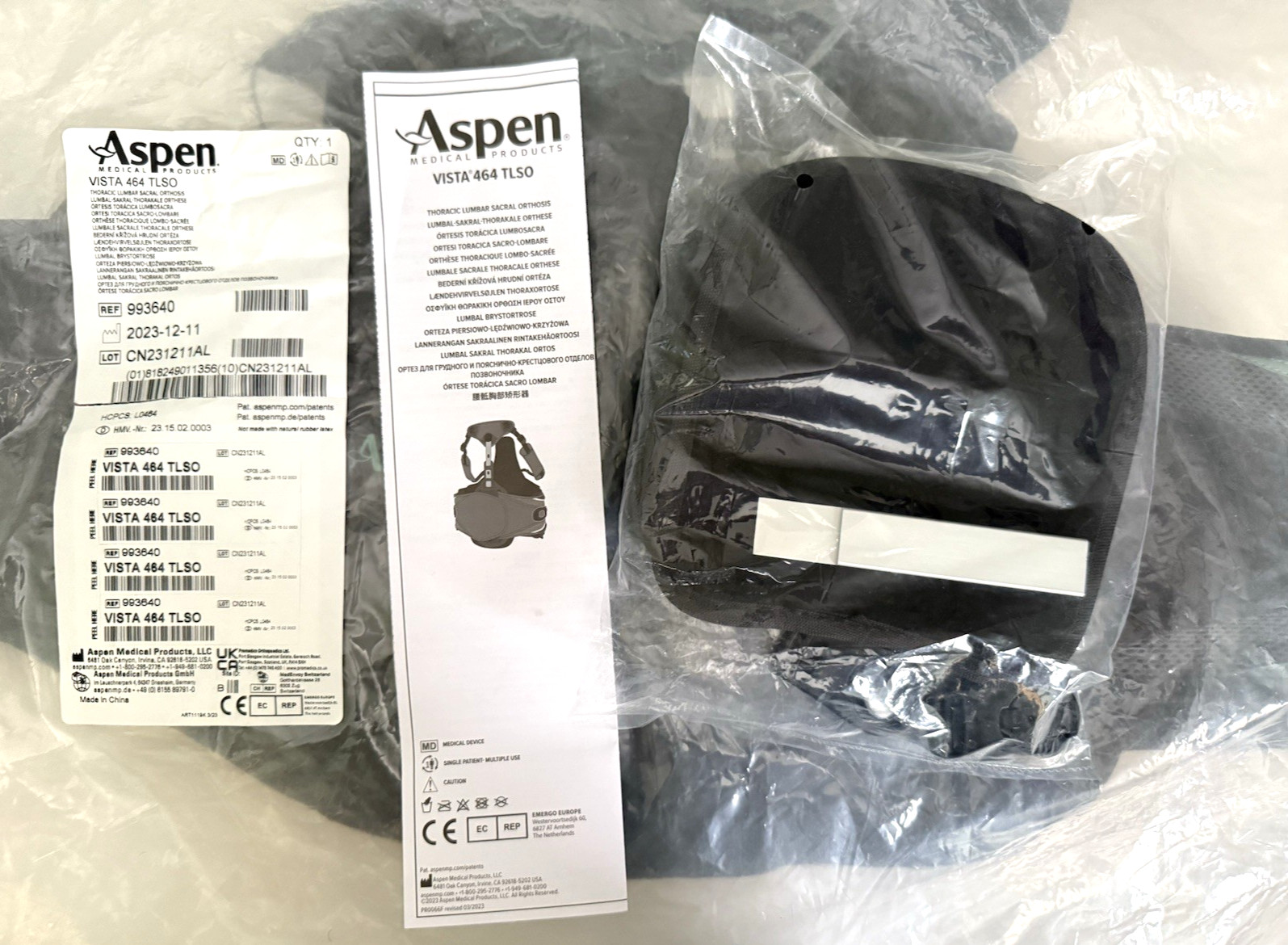 Back Brace Aspen Vista 464 TLSO Thoracic Lumbar Back Brace Adjustable 993640