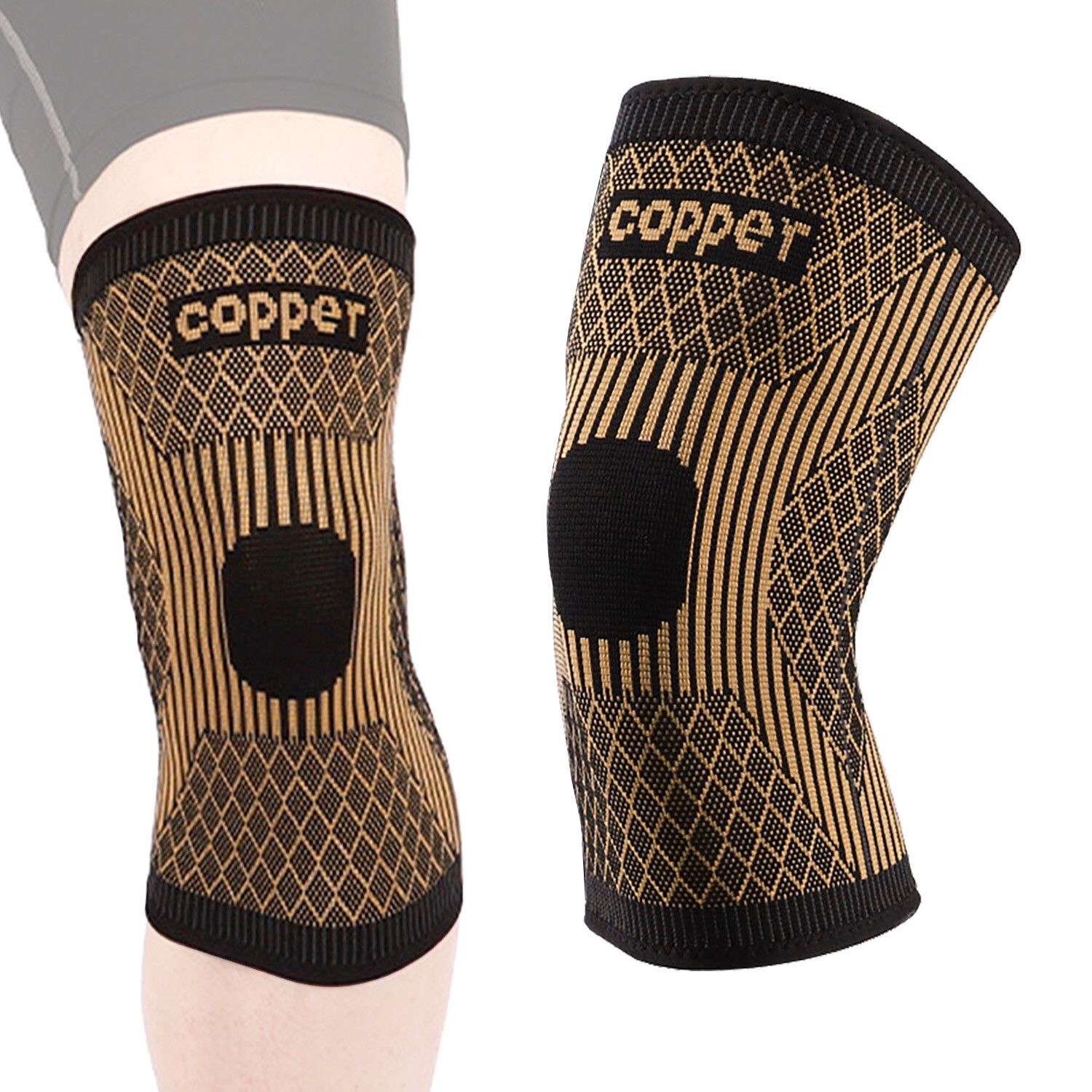 1/2xCopper Knee Sleeve Compression Brace Support Support Sport Joint Injury Pain