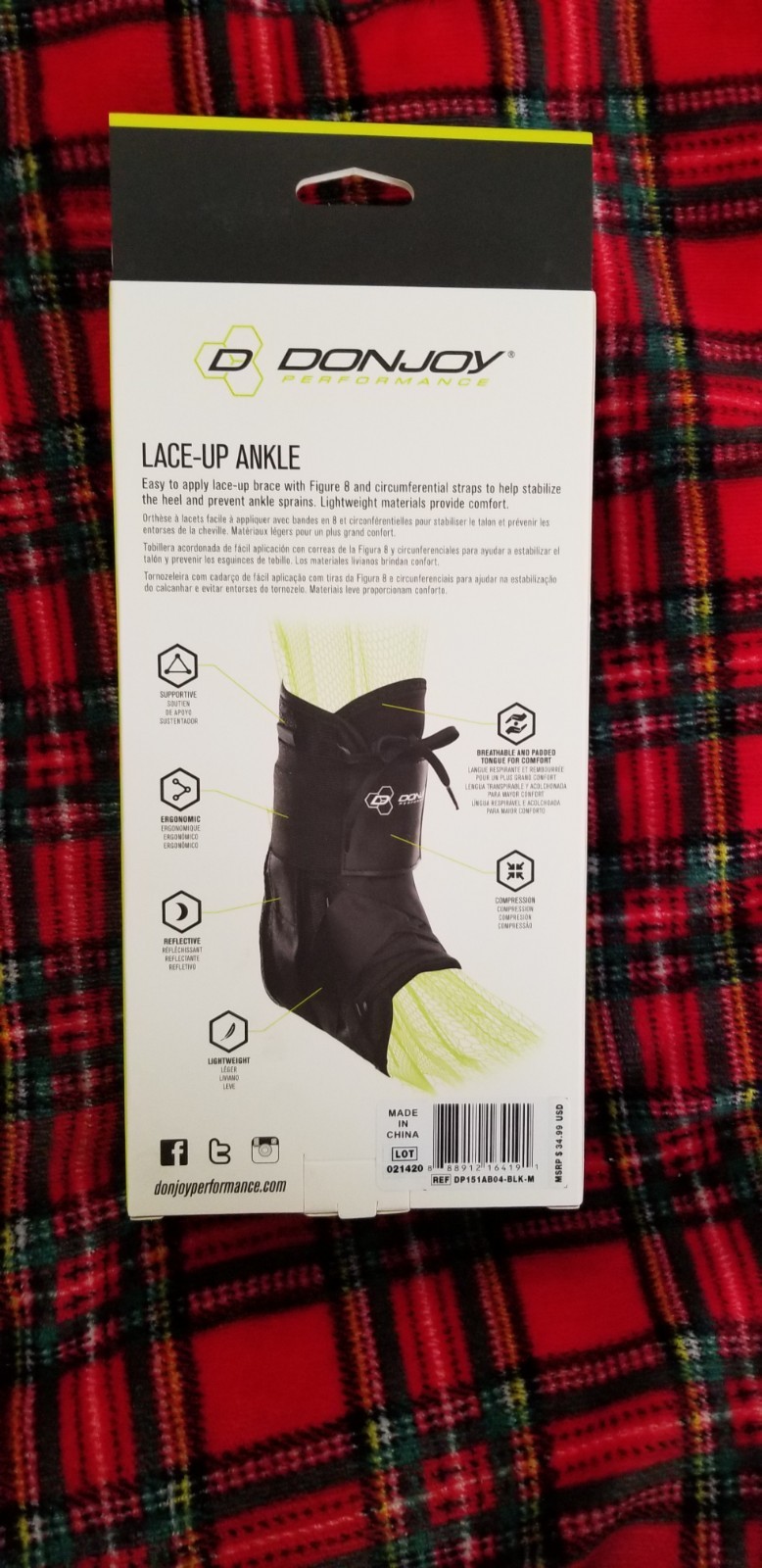 DonJoy Performance LaceUp Ankle Stabilization Brace Figure 8 Straps New In Box M