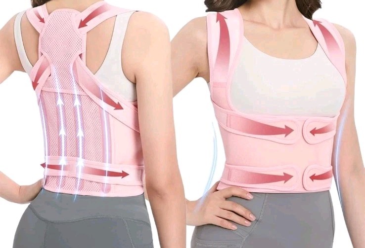Back Brace Posture Corrector for Women’s Medium ajustable Pink, Spinal Support