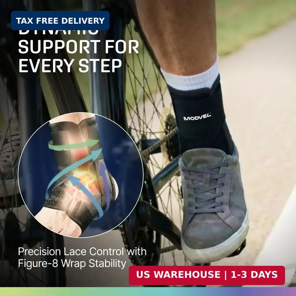 MODVEL Slim Lace Up Ankle Brace, Adjustable Ankle Braces for Men, Ankle Brace fo
