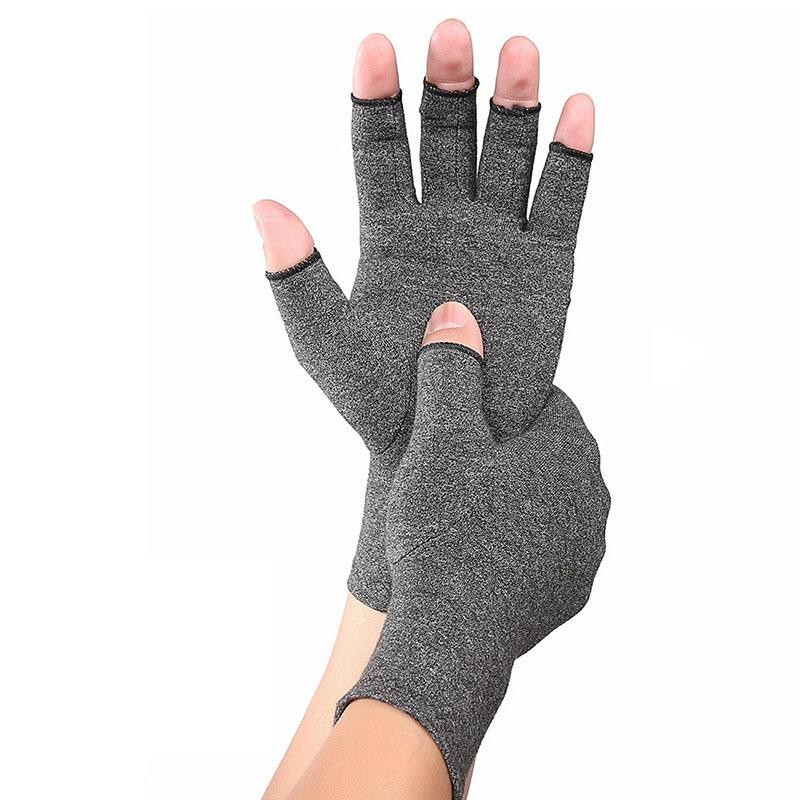 Compression Arthritis Gloves Half Finger Relief Copper Ion Fiber Pressure Protec