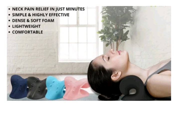 Neck Stretcher Cervical Chiropractic Pillow for Pain Relief Black