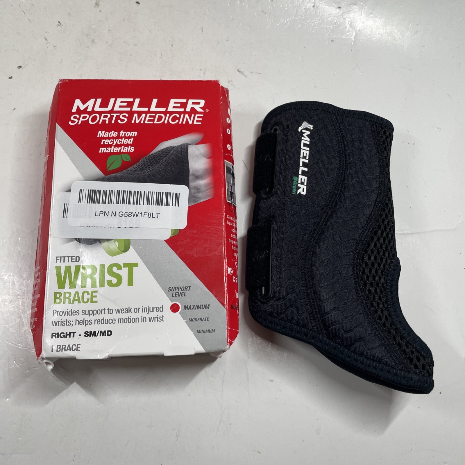 Müller Green Fitted Wrist Brace Right Hand, Small/Medium Max Support NEW