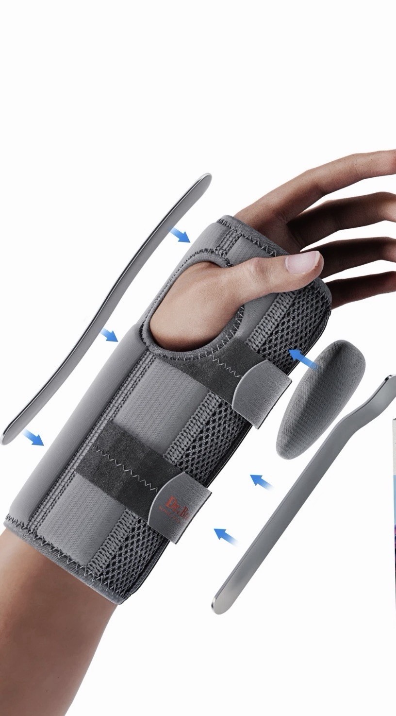 DR. BRACE Adjustable Wrist Brace with Top and Bottom Splints &Cushion left L/XL