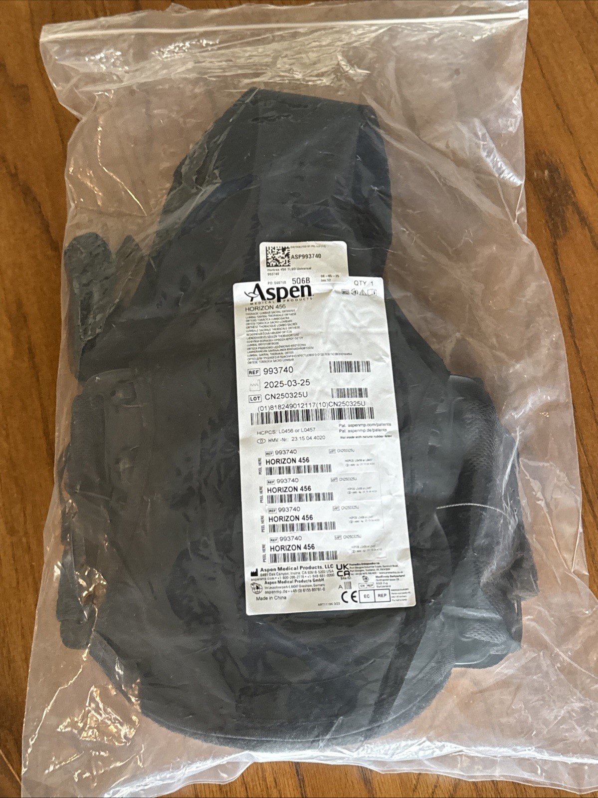 Aspen Horizon 456 TLSO One Size Adjustable Back Brace Spinal Support Orthosis