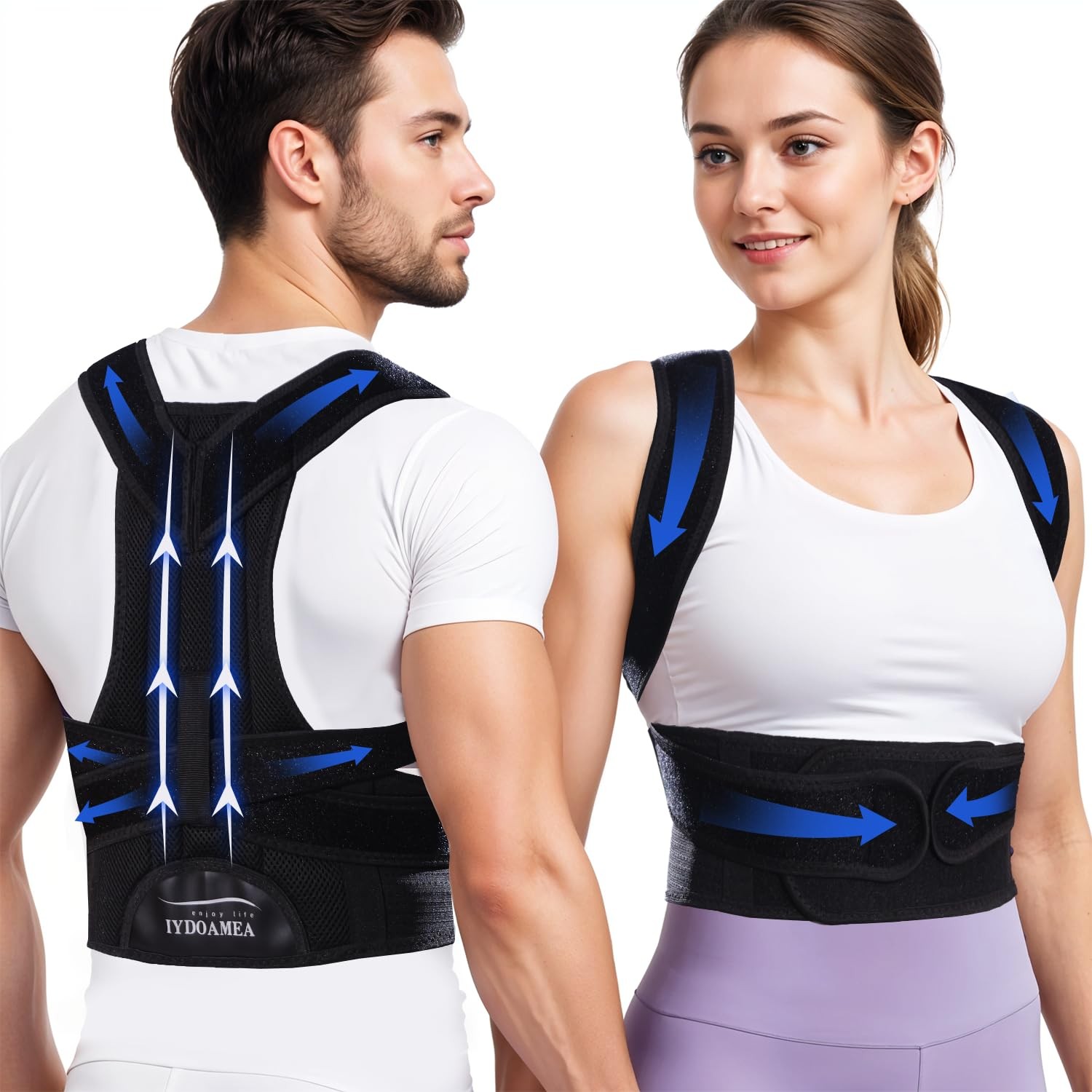 IYDoaMea Posture Corrector for Women and Men ( Order A 2XL(43.3~49.2), Black