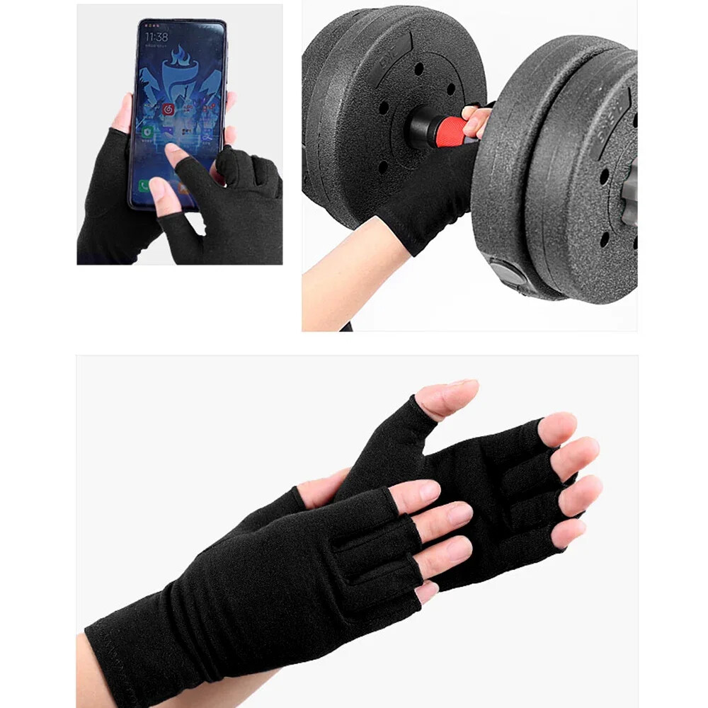 2 Pair Unisex Arthritis Compression Gloves Relieve Muscle Pain Fingerless Gloves
