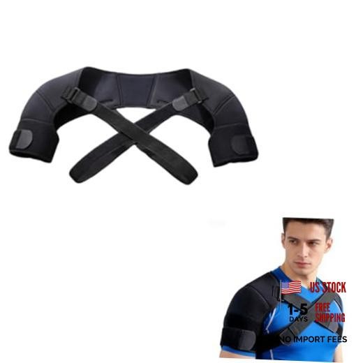 Adjustable Double Shoulder Brace for Women and Men,Black Shoulder Brace for