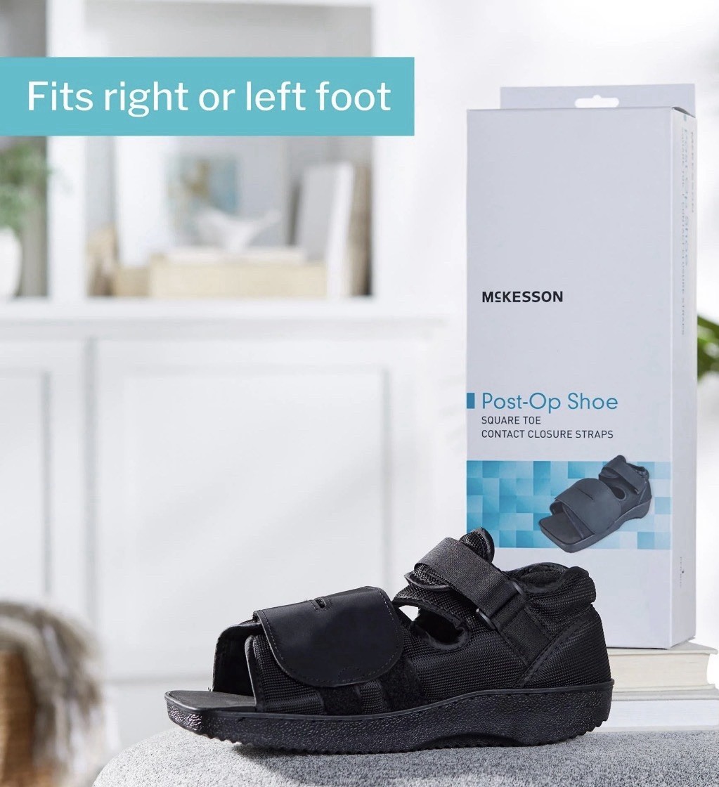 McKesson Black Post-Op Shoe Medium Contact Closure Straps 155-79-81235 Unisex