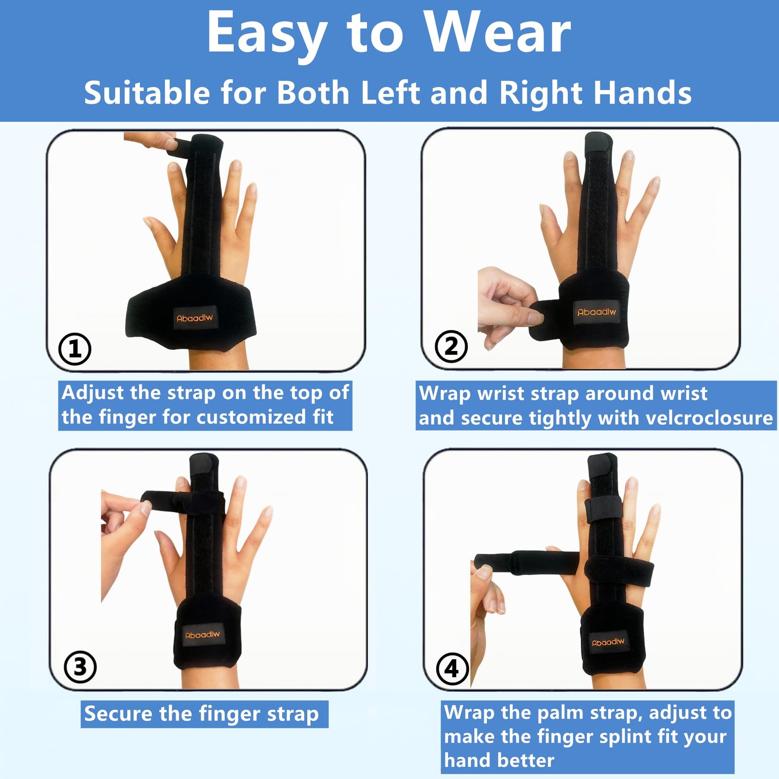 Abaadlw Trigger Finger Splint 2 Pcs, Adjustable Index L, Black-B-2