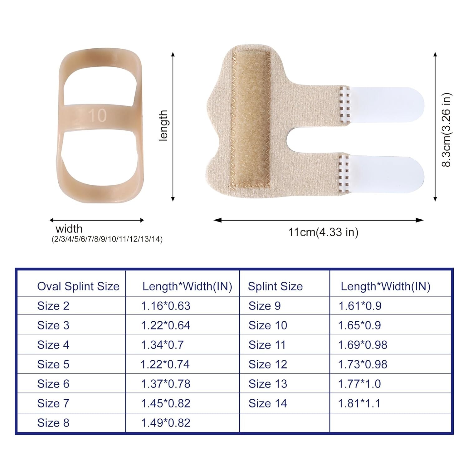 Oval Finger Splint 8 pcs and Trigger Splints 2 4,5,6,7,8,9,10,11