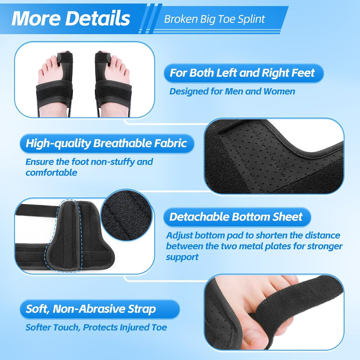 Broken Big Toe Splint Brace, Turf Toe Brace Support for Broken, Fracture, Sprain