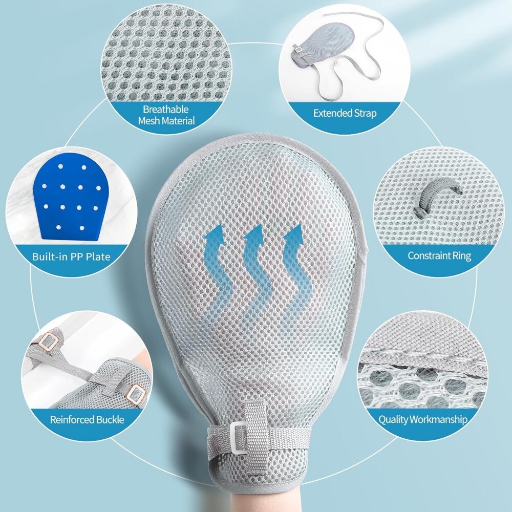 2Pcs Restraint Gloves Hand Protective Mitts for Dementia Elderly Autistic Child
