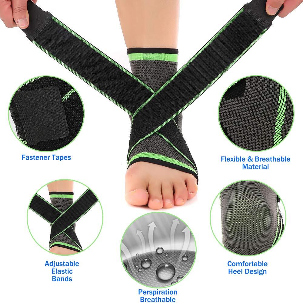 Ankle Brace Support Compression Sleeve Sprained Foot Tendon Pain Relief Wrap Gym