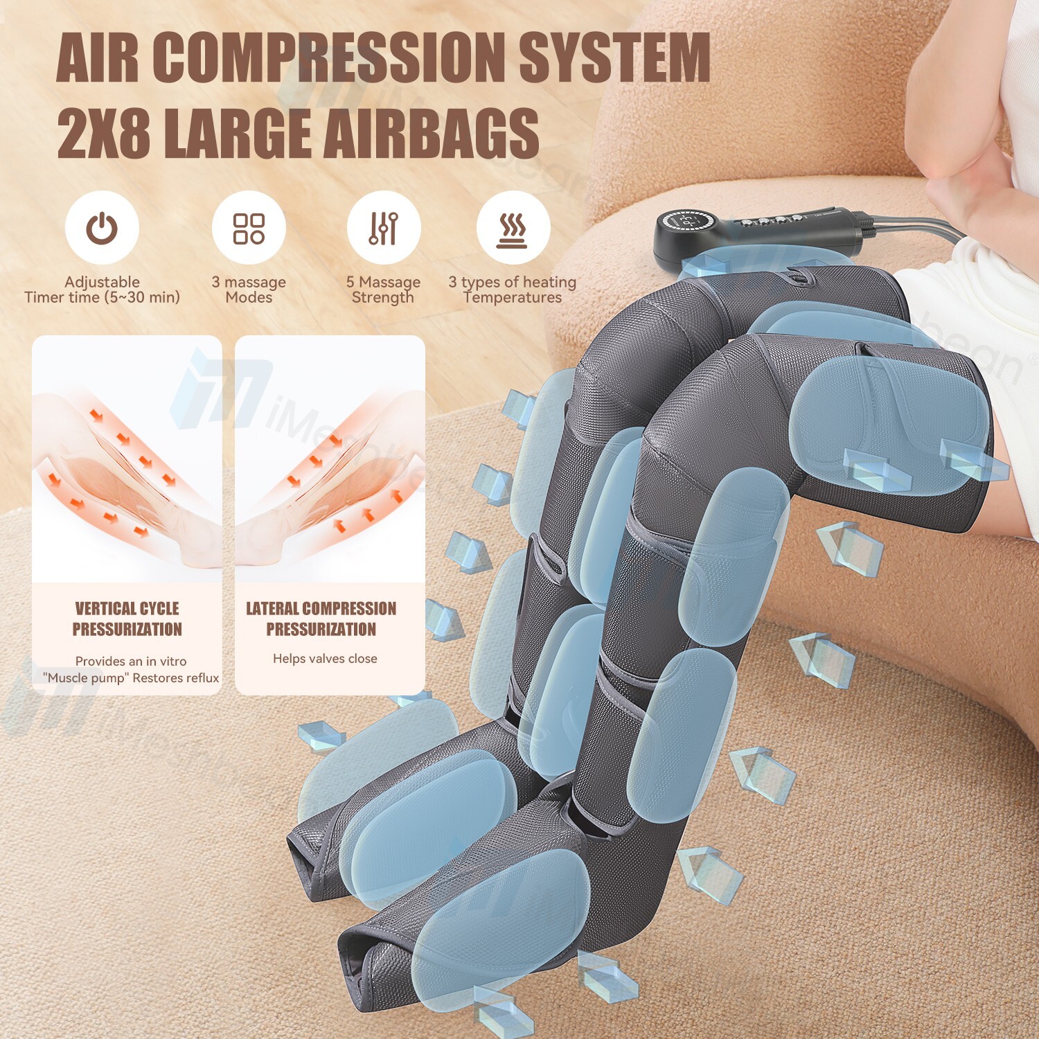 Shiatsu Electric Foot Calf Massager Massage Machine Ankle Leg Kneading Heating
