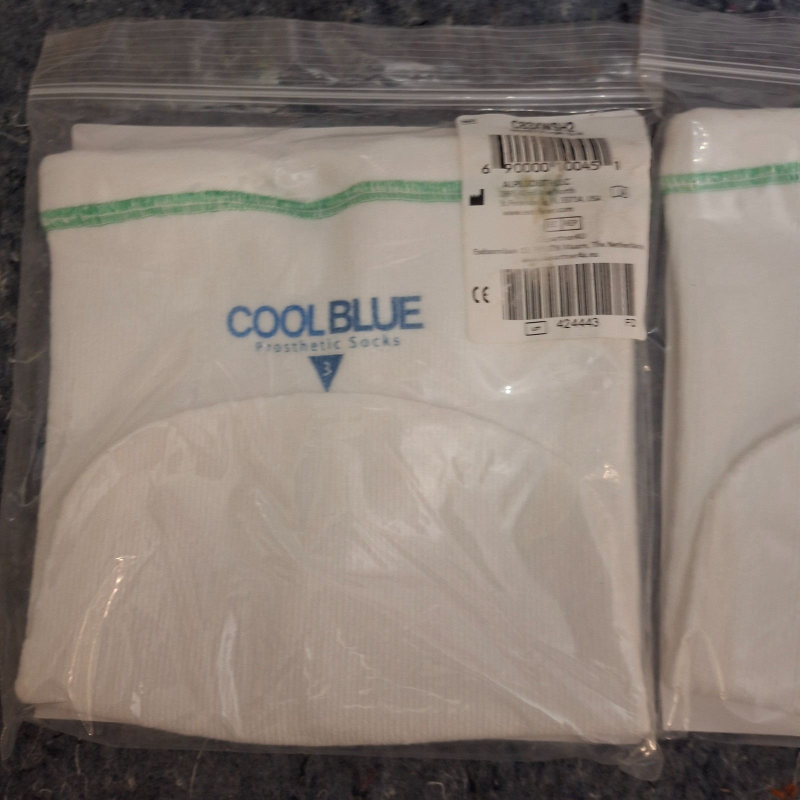 Cool Blue Prosthetic Socks 3-Pack Lot 3-Ply Size 5 6 Green CB3XWSH2 SPS 424443