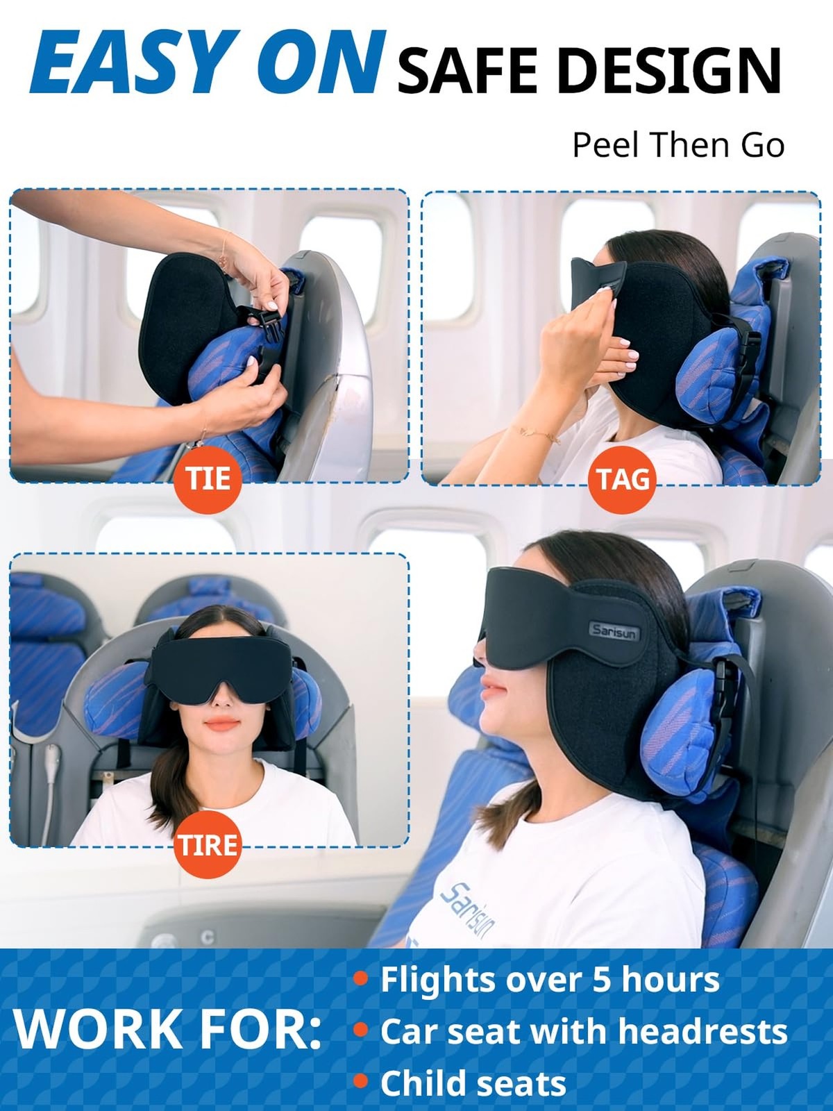Travel Pillow, Upgrade Airplane Pillow for Long Flight, 360° Support Headre