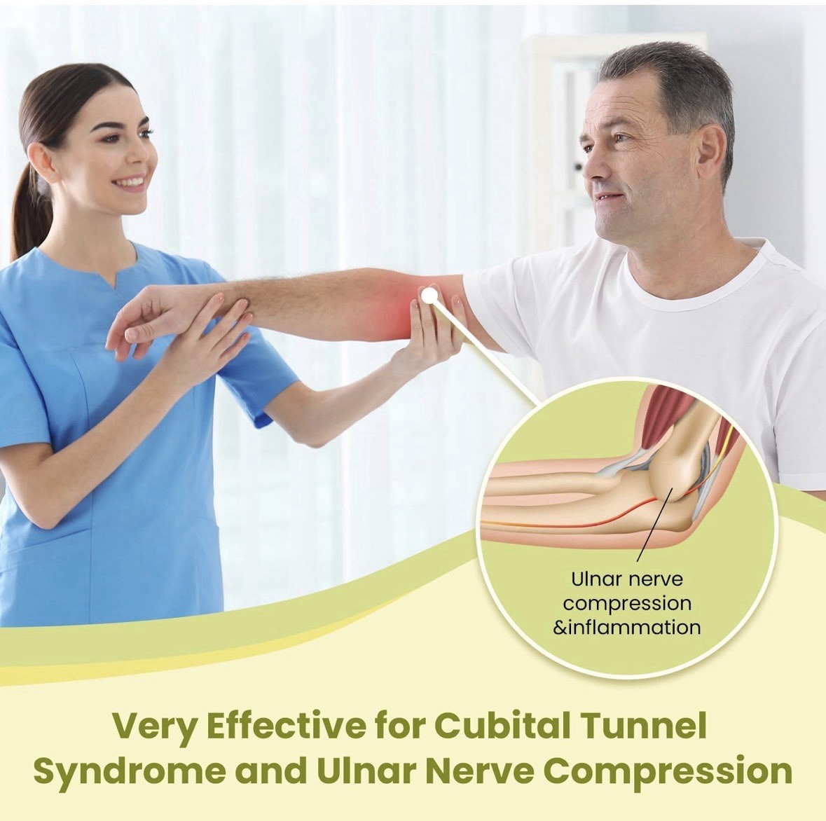 Cubital Tunnel Syndrome Elbow Brace Splint for Ulnar Nerve Entrapment Airy Gray