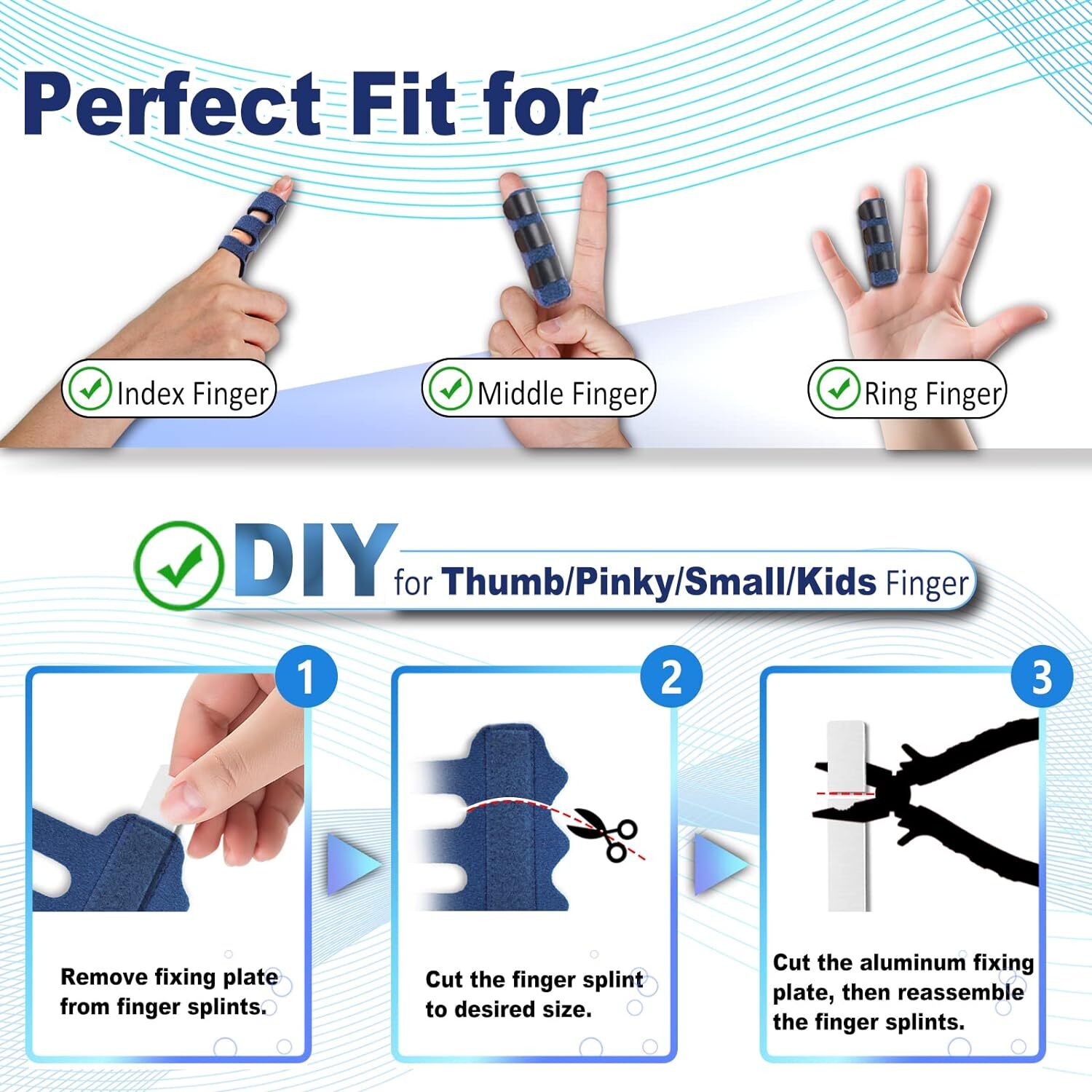 Trigger Finger Splint Adjustable Brace for Middle, Ring, Index, Pinky, Thumb 4Ct