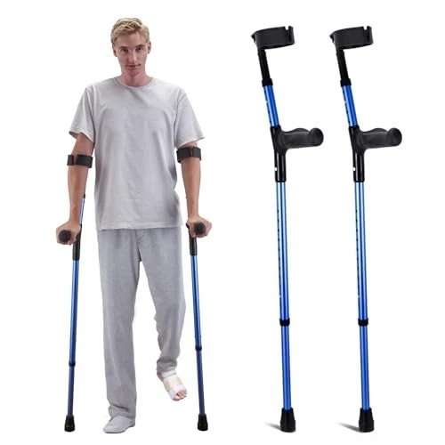 Forearm Crutches for Adults, 11-Level Height Adjustable Walking Crutches with 4-
