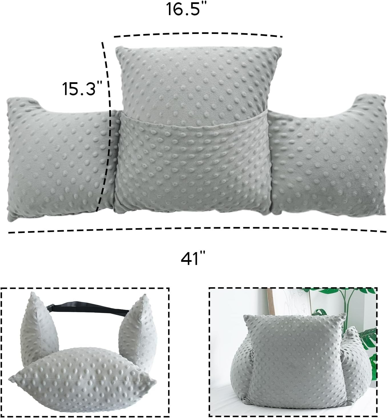 Hysterectomy Pillow for Abdominal Surgery Recovery with Pocket Adjustable Gray