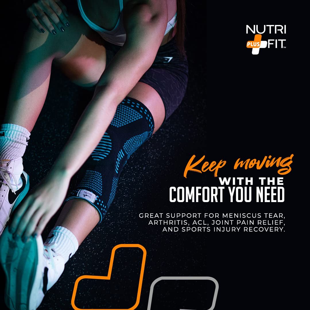 NUTRI PLUS FIT Knee N Compression Sleeve With Medical Grade Medium, Gray