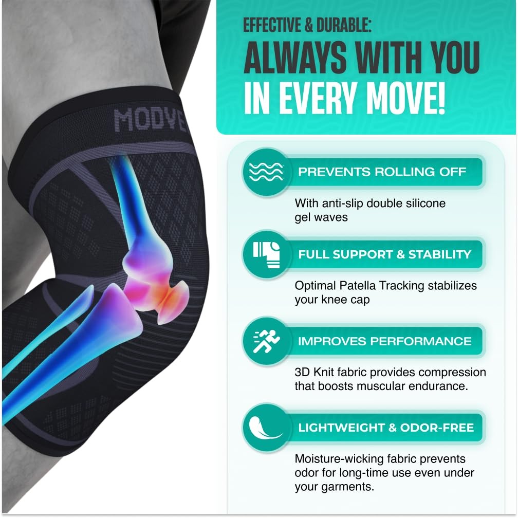 Modvel 2 Pack Knee Brace for Women & Men – Workout Knees XX-Large, Black