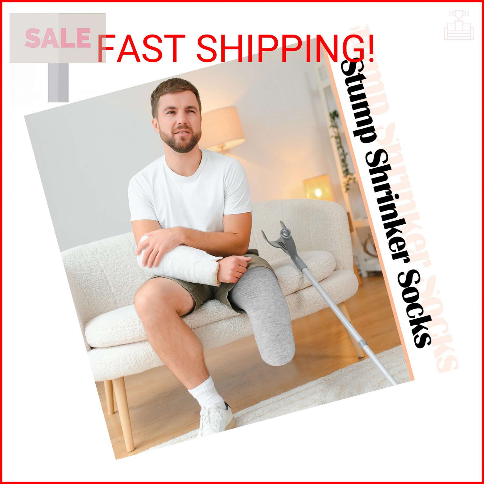 Bunnycool Prosthetic Socks for Men – 10 pcs Gray Cotton Socks for Amputee Comfor