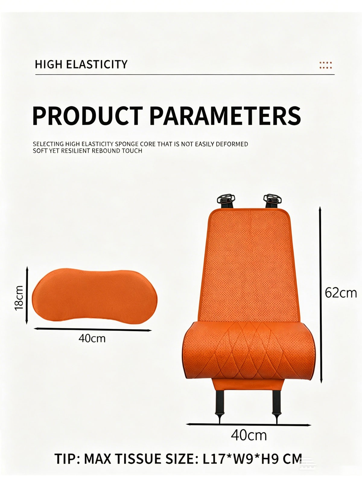 Car Seat Back Support Breathable Back Lumbar Support Cushion w/Seat Leg Rest