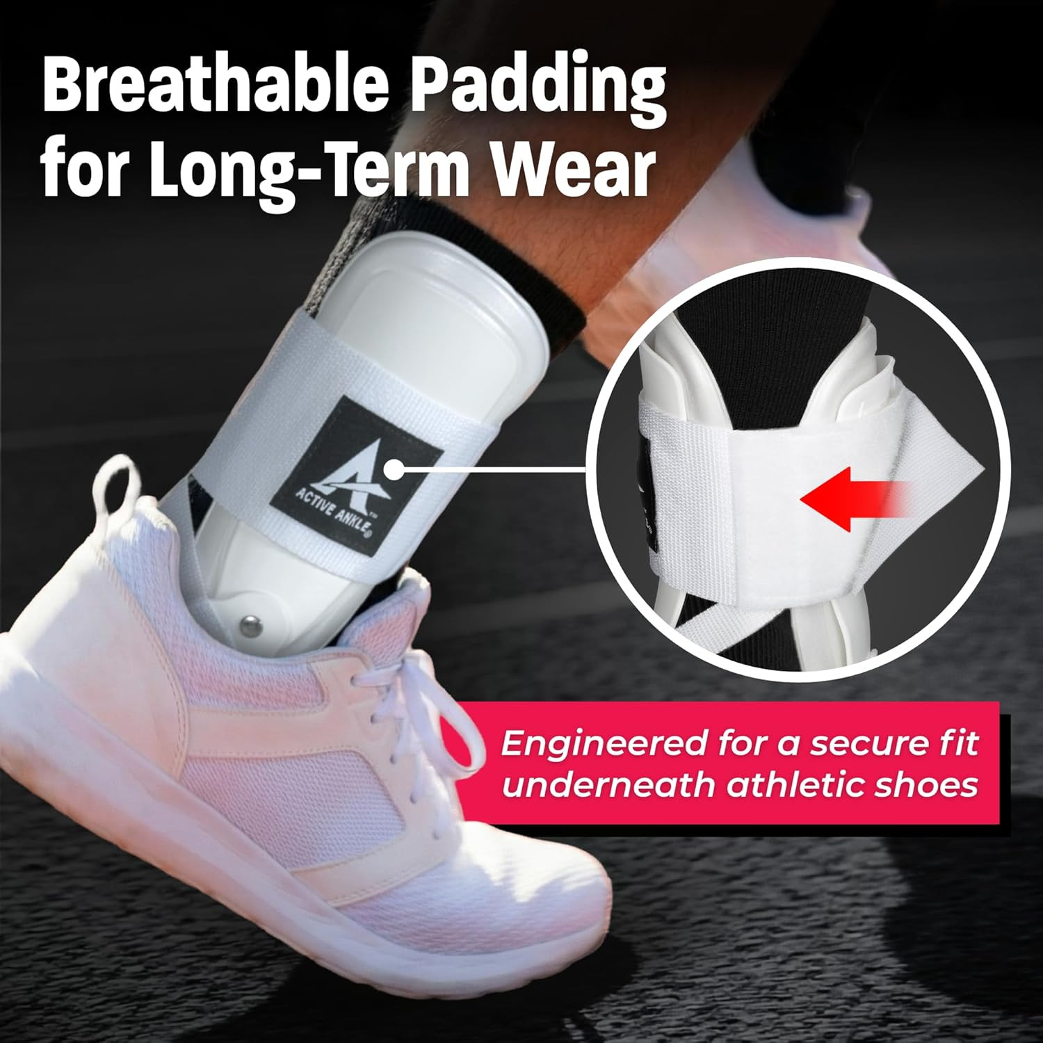 Active Ankle T2 Ankle Brace, Medium, White, Rigid Support for Men 7-10 & Women 8