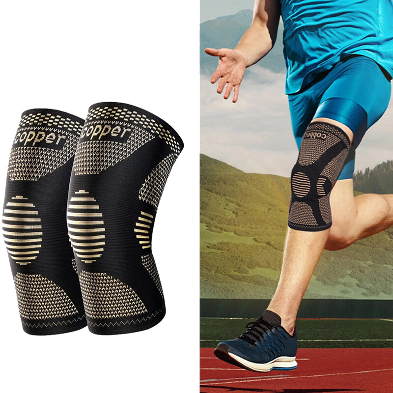 Copper Knee Brace Sleeve Patella Support Sports Gym Arthritis Tendon Joint Pain/