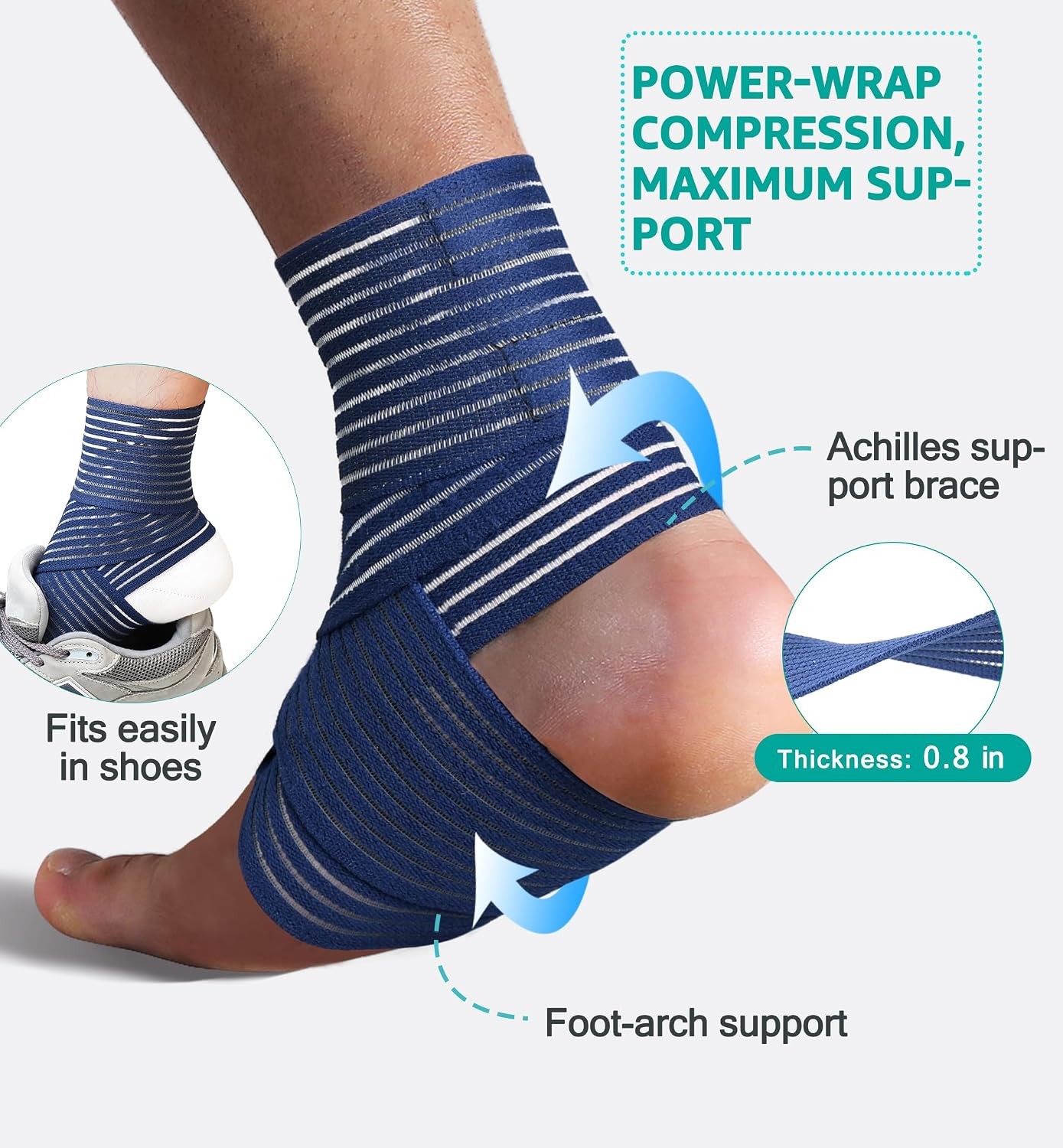 Foot & Ankle Brace 2 Pack, Adjustable Compression Wrap for Men & Women – Helps