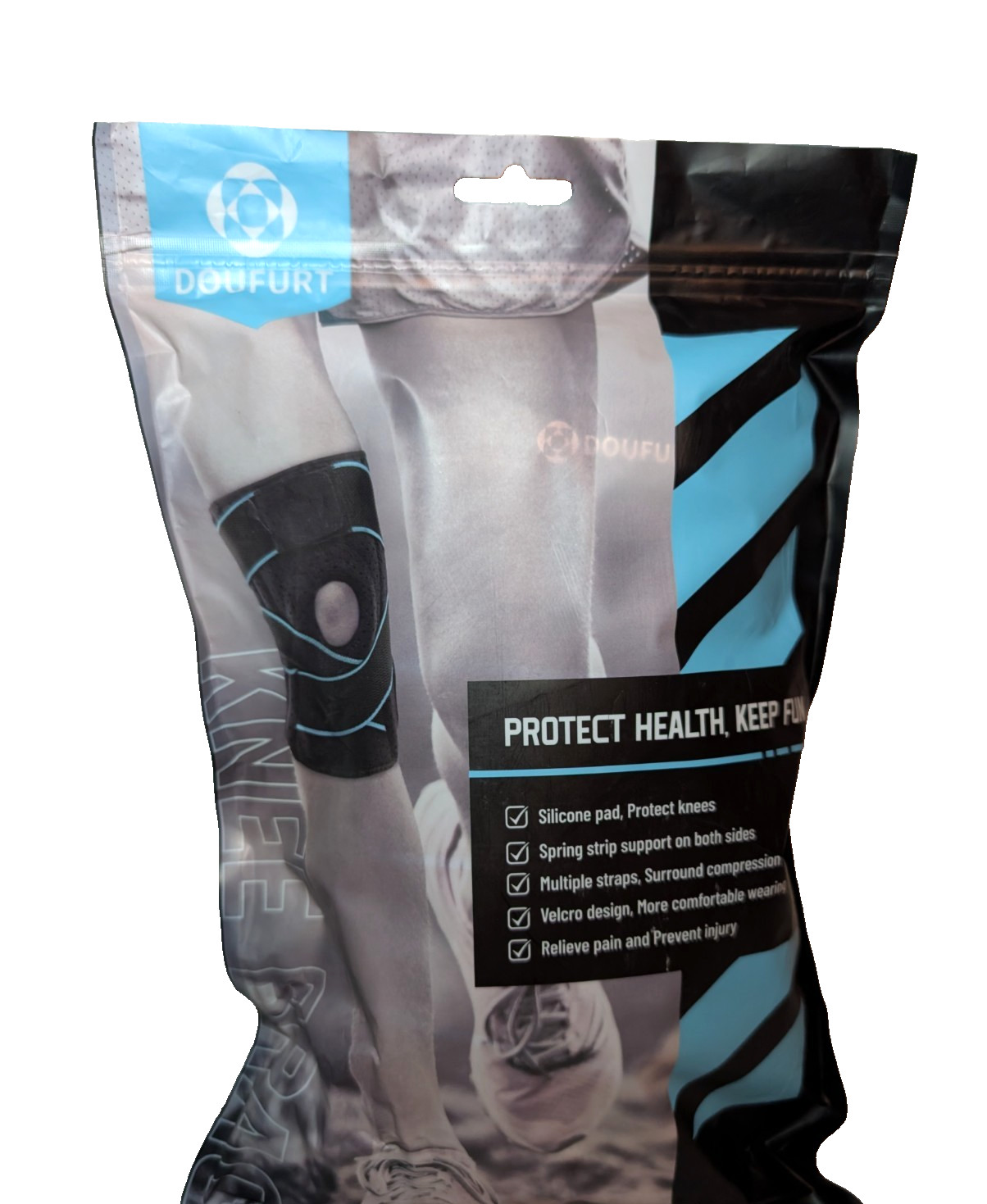 DOUFURT Knee Brace With Side Stabilizers Size XL Blue & Black