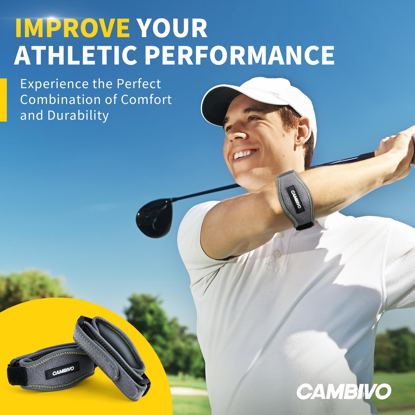 CAMBIVO 2 Pack Tennis Elbow Brace for Men & 2 Count (Pack of 1), Dark Gray