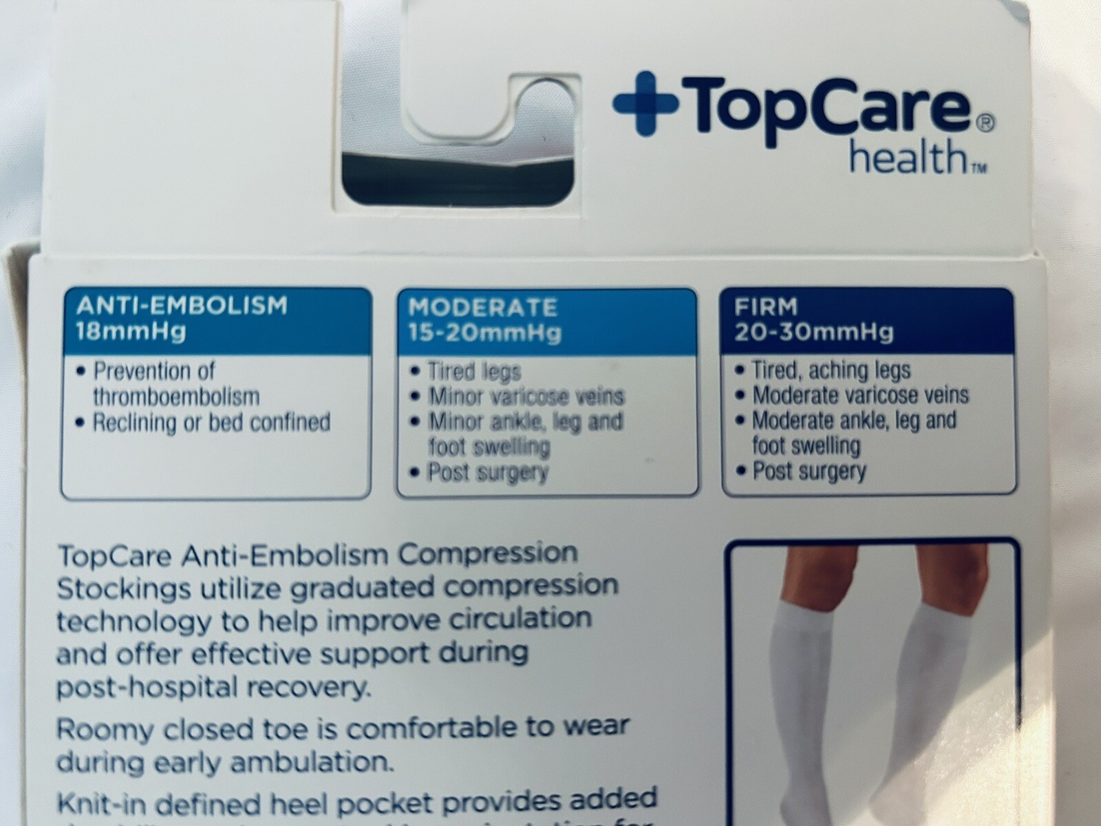 Anti-Embolism Compression Stockings M + TOP CARE Healt Made In U S A🇺🇸18mmhg