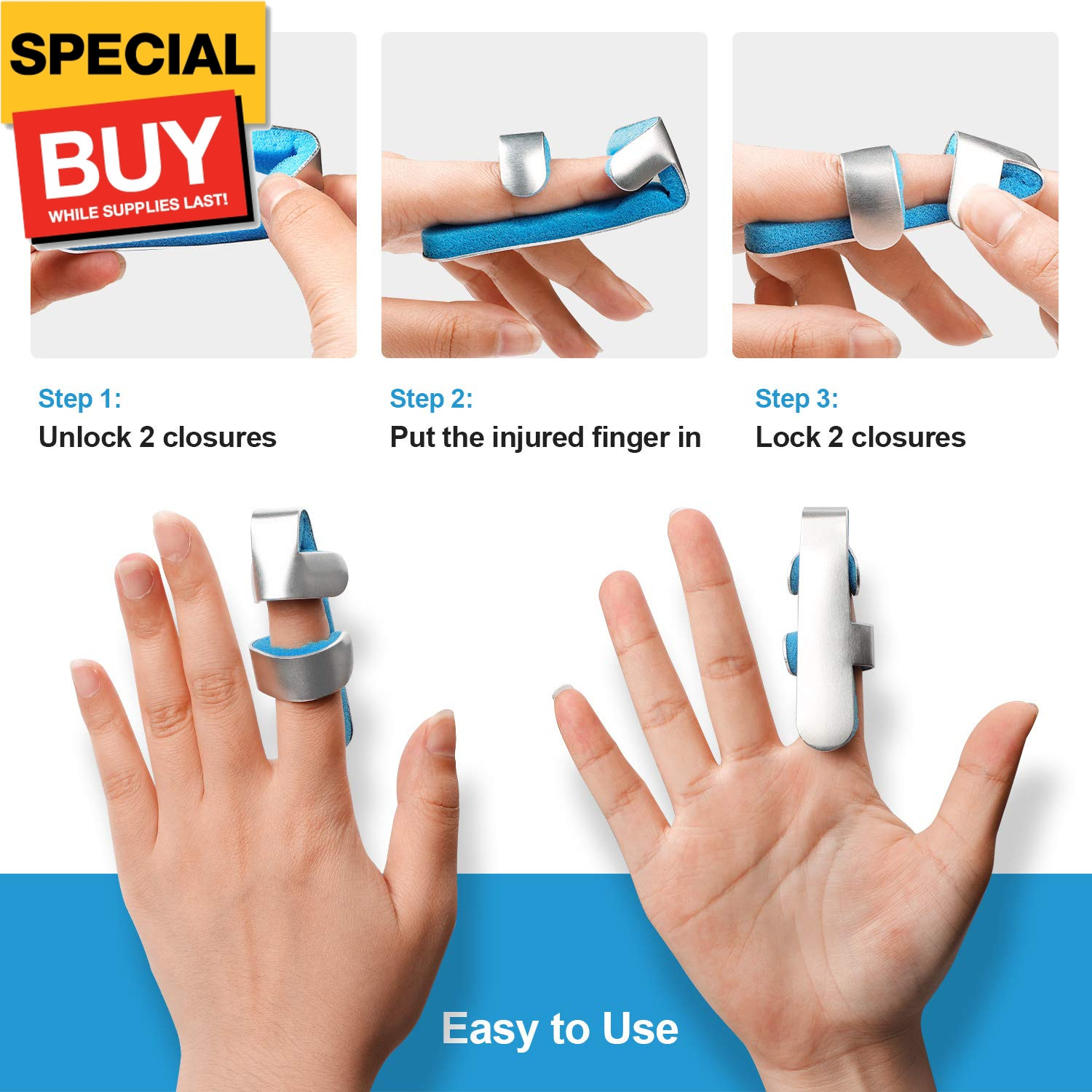 Trigger Finger Splint Brace for Thumb Index Middle Ring Pinky, Metal Foam Broken