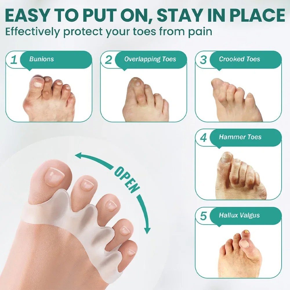 1 Pair Silicone Gel Bunion Toe Corrector Orthotics Straightener Separator Pain