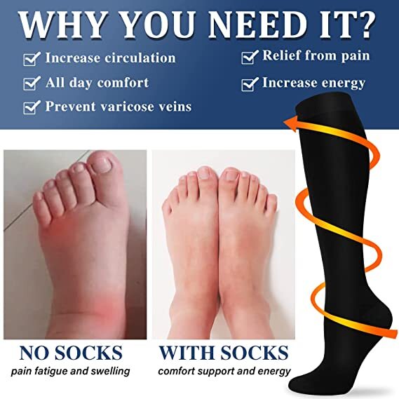 S M L XL 2XL Wide Calf Plus Size Compression Socks Women Men 15-20mmHg Unisex