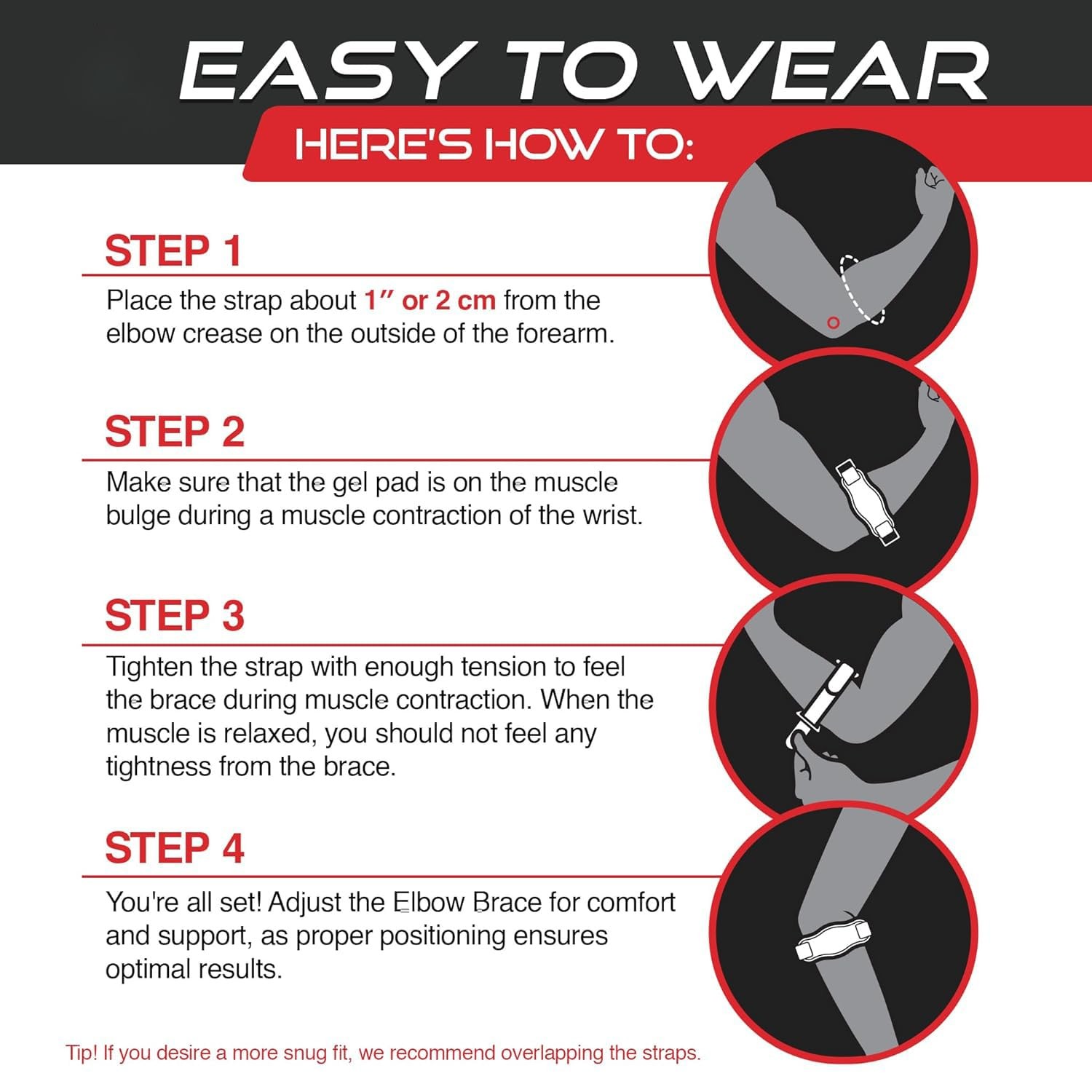 Tennis & Golfer’s Elbow Brace for Men & Women – Adjustable Elbow Strap with C…