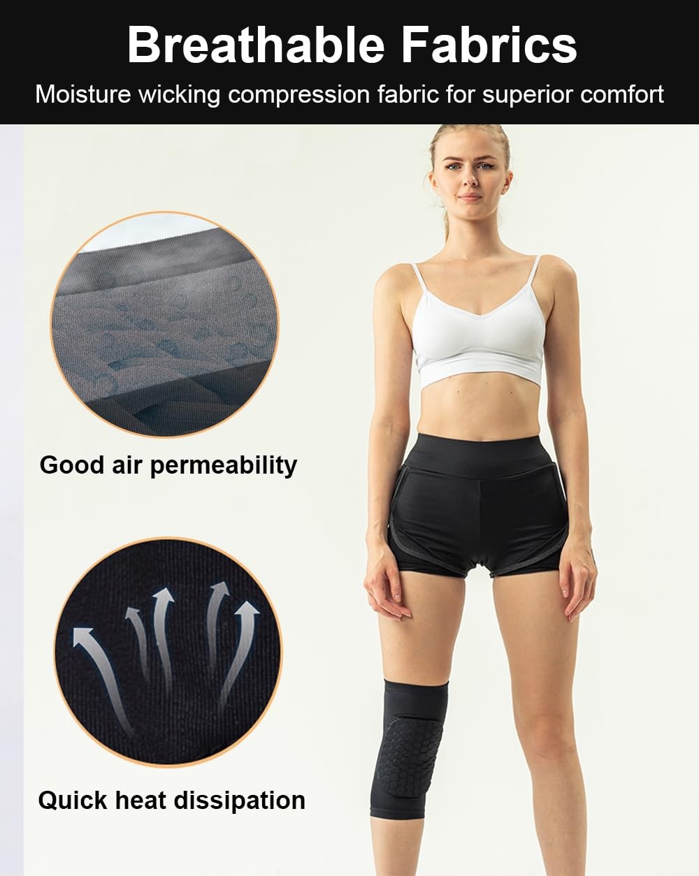 2 Pack Knee Compression Sleeves Men Women, EVA Honeycomb Light Compression Le…