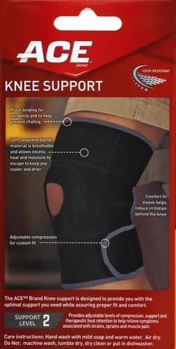 ACE Brand Adjustable Compression Knee Support, 1 Count (Pack of 1), Black