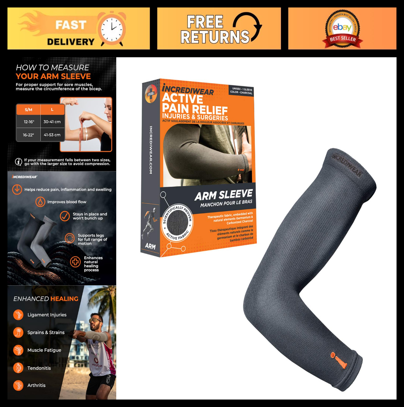 Arm Sleeves for Muscle Pain Relief & Recovery – Unisex Compression Workout Gear
