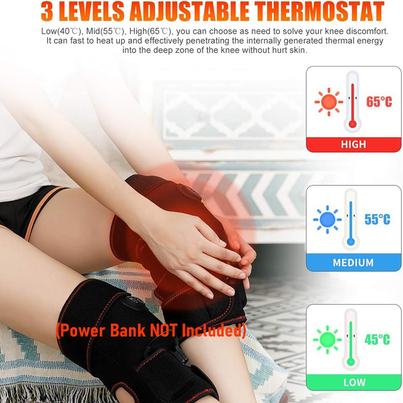 Electric Heating Vibration Knee Joint Pad Brace Leg Therapy Massager Pain Relief
